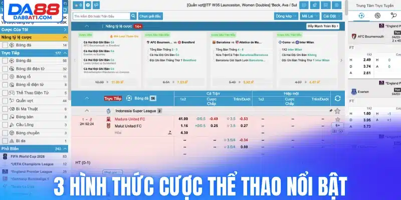 3 hình thức cược thể thao nổi bật