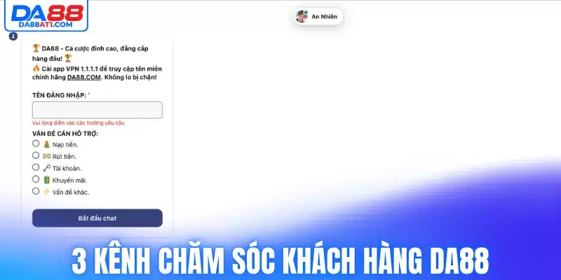 3 kênh chăm sóc khách hàng Da88