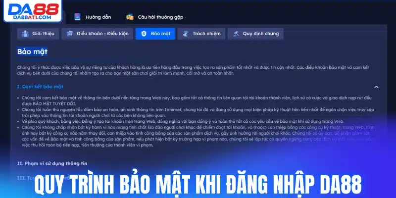 Hỏi đáp về quy trình bảo mật khi đăng nhập Da88