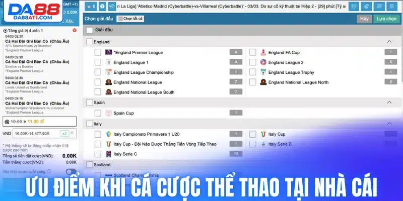 Ưu điểm khi cá cược thể thao tại nhà cái